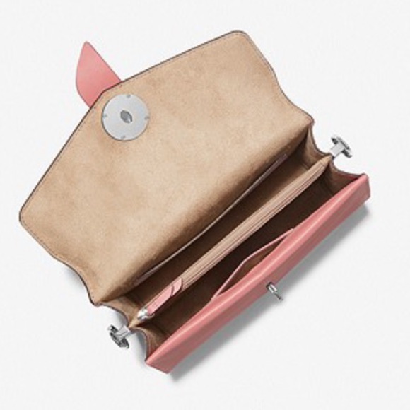 Michael Kors Greenwich Medium Studded Saffiano Leather Shoulder Bag Rose - Picture 3 of 16